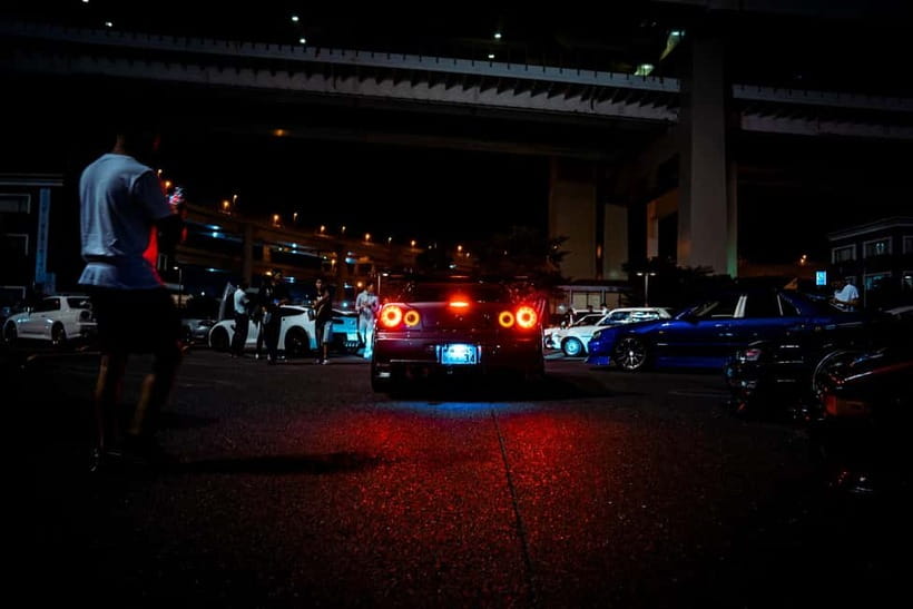 Daikoku & Tokyo JDM Night Tour in R34 or TopSecret R35 GT-R - One hour at the Daikoku car meet