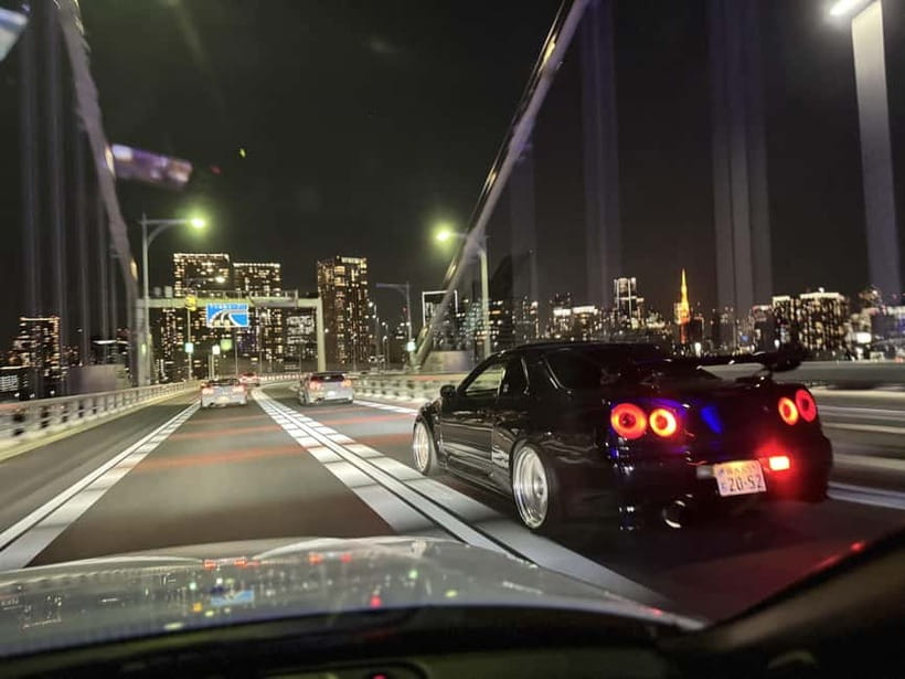 Daikoku & Tokyo JDM Night Tour in R34 or TopSecret R35 GT-R - The optional Umihotaru and Tokyo Tower plan