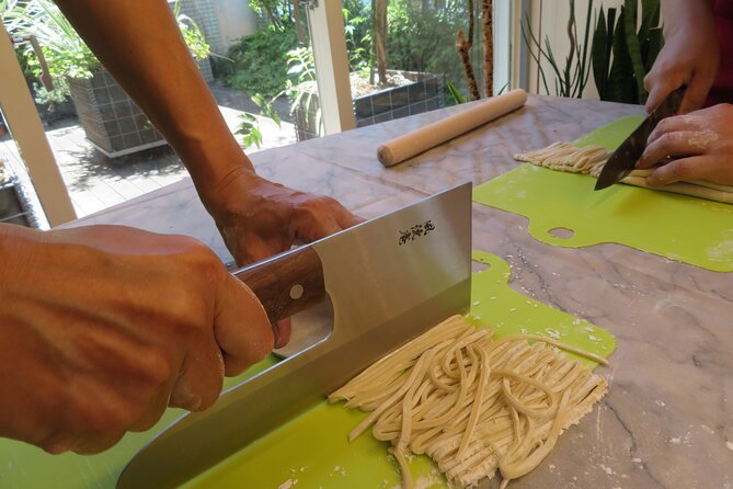Ramen Making from Scratch with Tokyo Mom(Vegan Option Available) - Folding gyoza beside the ramen