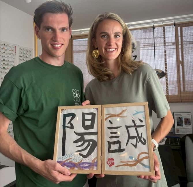 Tokyo:Calligraphy &Make your original folding fan in Asakusa - Green tea and a postcard to your future self