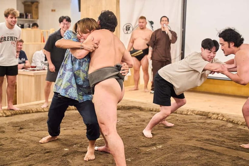 Tokyo Sumo Experience: Chanko & Mochi with a Former Pro - Trying sumo on the dohyo yourself