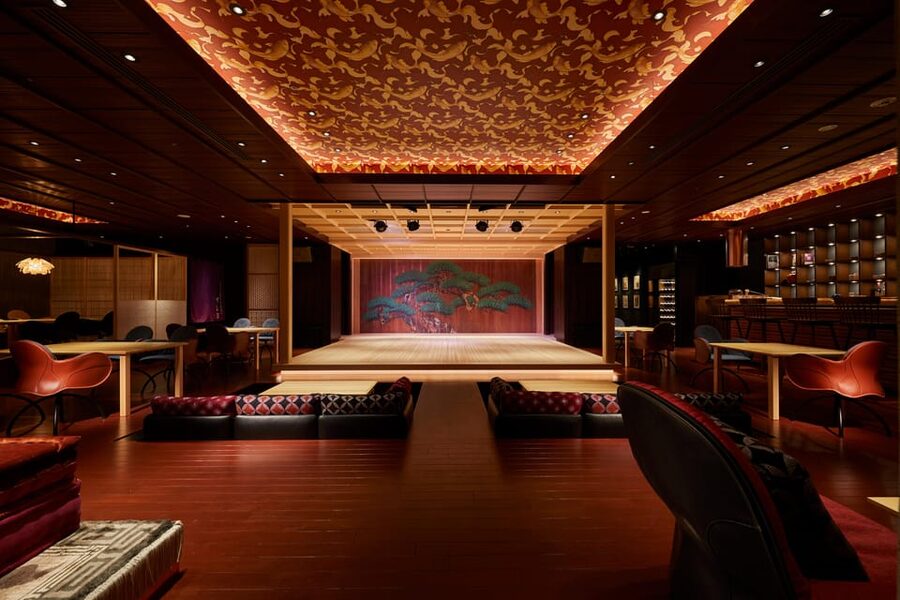Tokyo: Traditional Japanese Performing Arts Show and Dinner - A Noh-style stage viewed from four seating choices