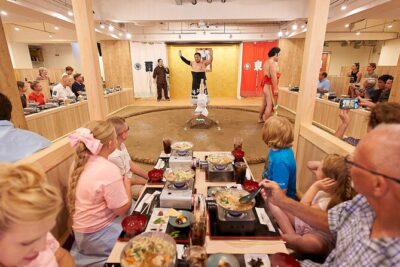 TokyoSumoShow, ChickenHotPot, and Mochi-Pounding by Pro Wrestlers