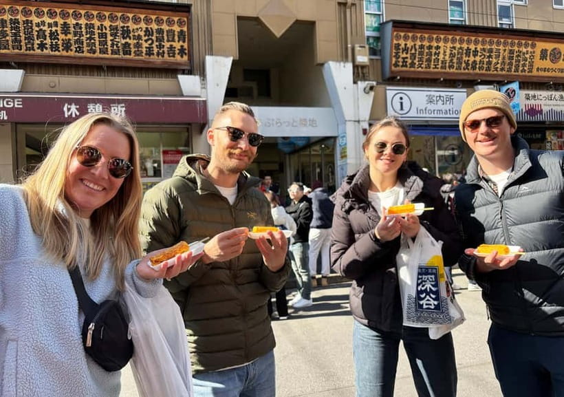 Tsukiji Fish Market: Street Food & Culture Walking Tour - The first 45 minutes in Tsukiji Jogai Market